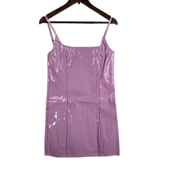 Pretty Little Thing PLT Size 4 Pink Polyurethane Mini Dress NWT - Picture 1 of 7